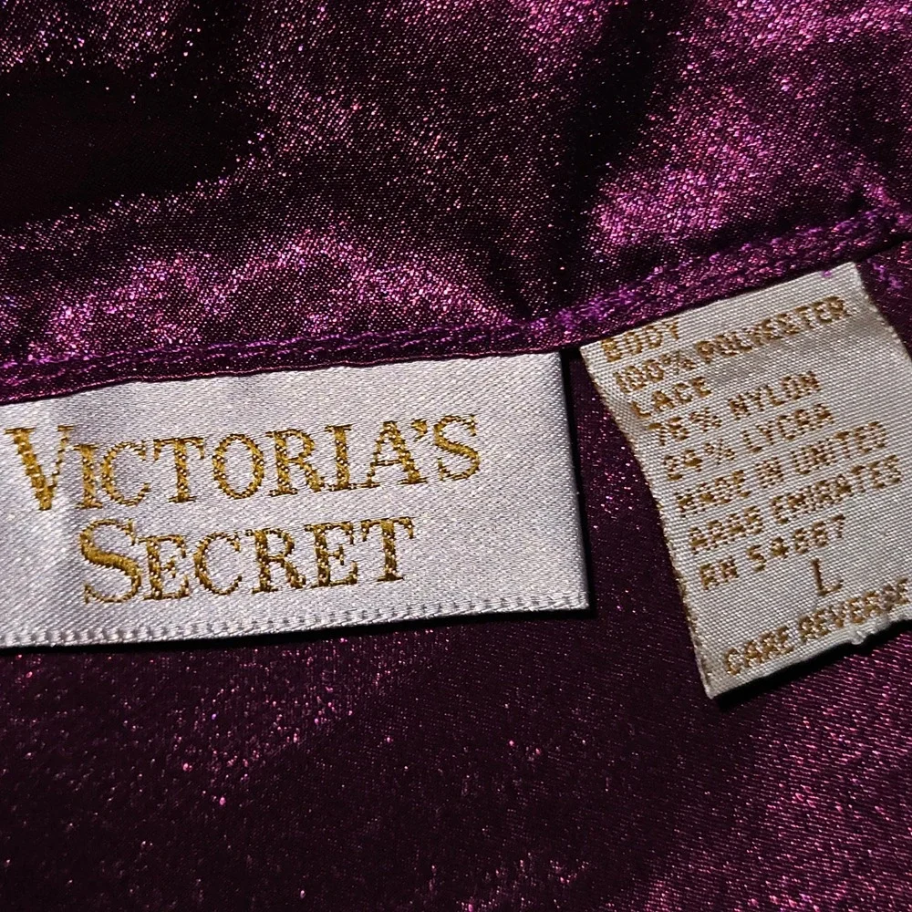 Vintage Victoria's Secret Satin Lace Long Nightgown Plum Slip Dress